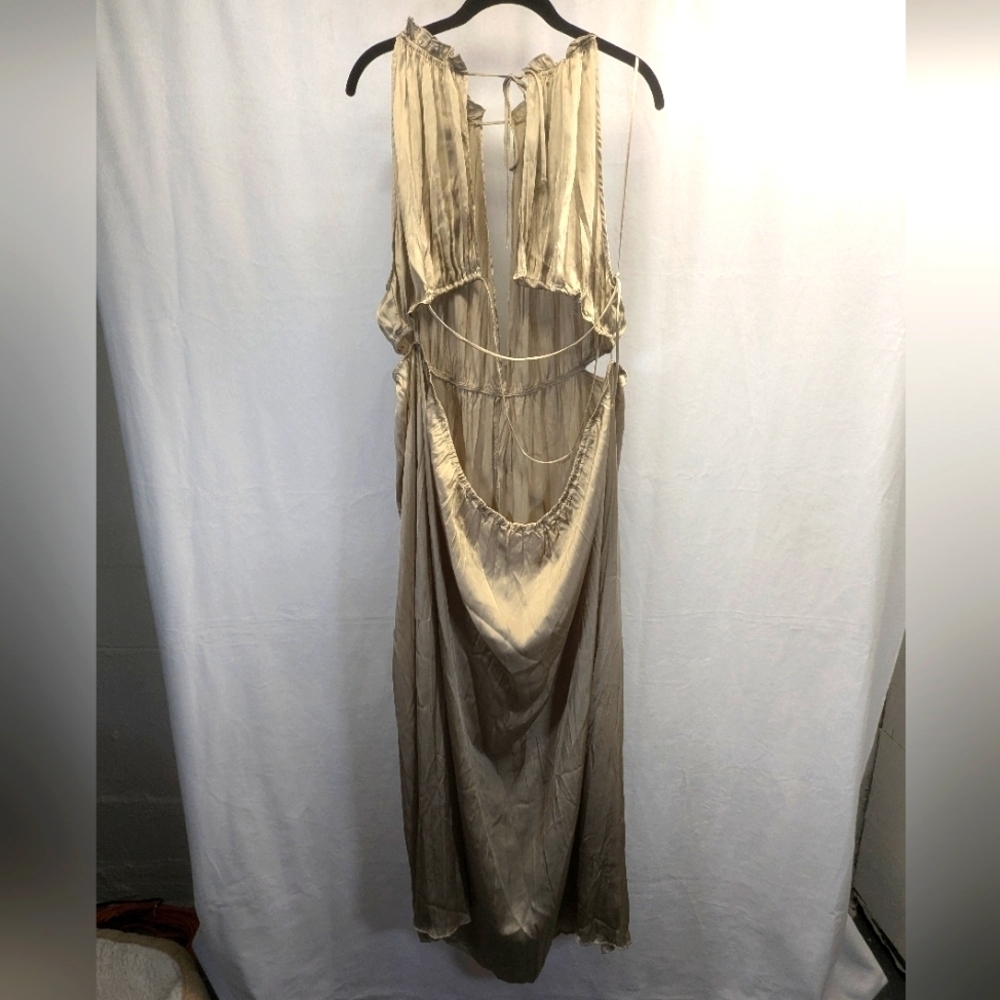 NWT Zara Wrinkle Look Satin Effect Sleeveless Cut Out Midi Dress - Size XL - Picture 4 of 10